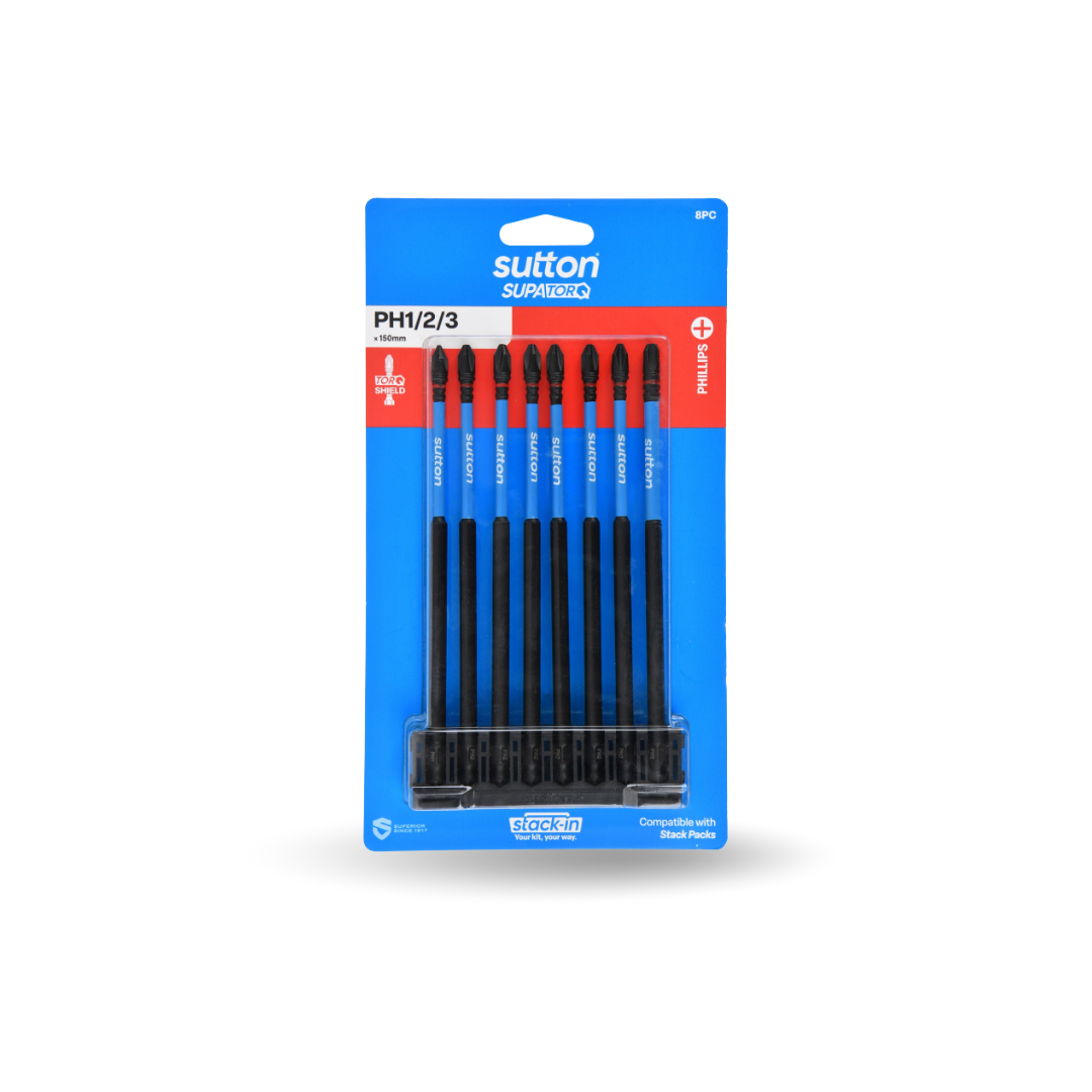 SCRDRV BIT S200 SUPATORQ PHILLIPS SET 150MM STACK-IN 8PC